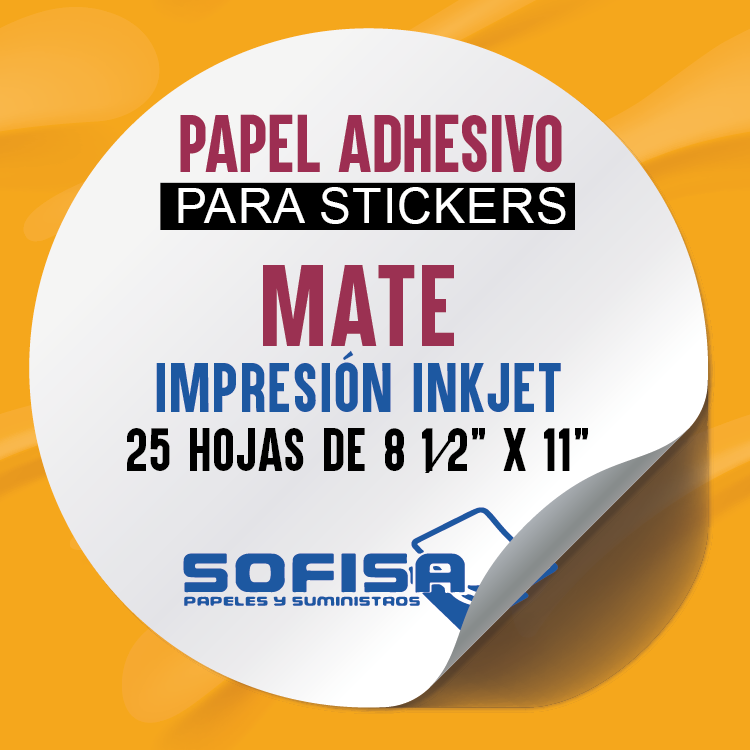 Papel Adhesivo para stickers, Mate / impresión inkjet - Sofisa